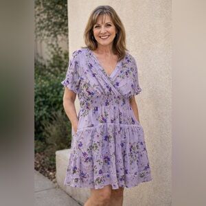 Taylor Lavender Floral Mini Dress